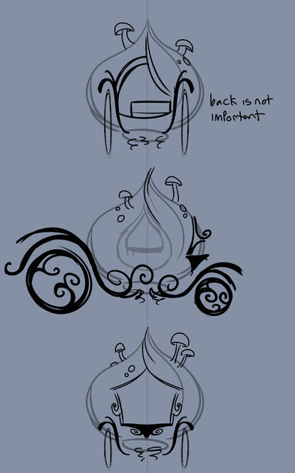 Sketch reference image of my iteration of the Onion Carriage from Shrek 2 Retold